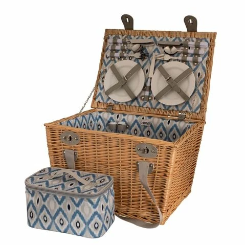 Avanti - 4 Person Jumbo Wicker Picnic Basket Ikat 3 Avanti - 4 Person Jumbo Wicker Picnic Basket Ikat