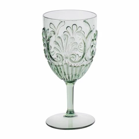 Flair Decor - Acrylic Wine Glass Scollop Sage Green 3 Flair Decor - Acrylic Wine Glass Scollop Sage Green