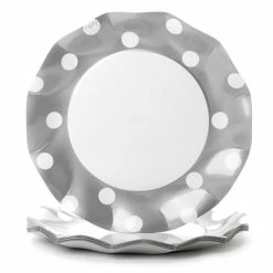 Ex.tra - Paper Plate Polka Dots Silver Set 10pce