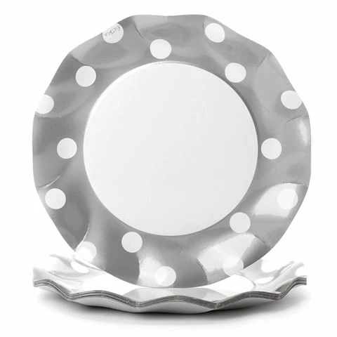 Ex.tra - Paper Plate Polka Dots Silver Set 10pce 3 Ex.tra - Paper Plate Polka Dots Silver Set 10pce