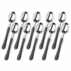 Ex.tra - Plastic Spoon Black & Silver Set 10pce